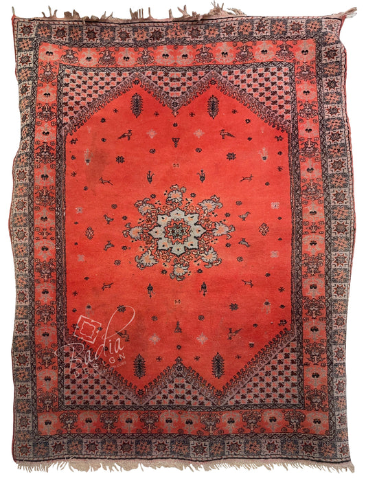 Red Multi-Color Handwoven Berber Rug