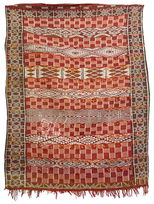 Red Traditional Moroccan Kilim Rug