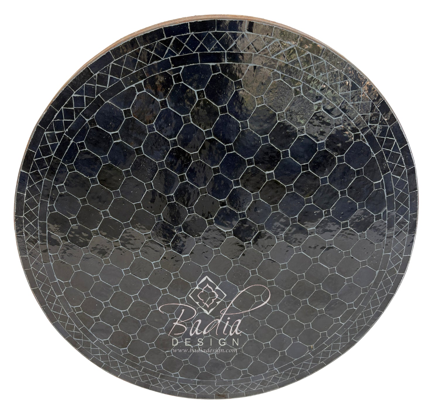 36 Inch Solid Black Round Tile Table Top