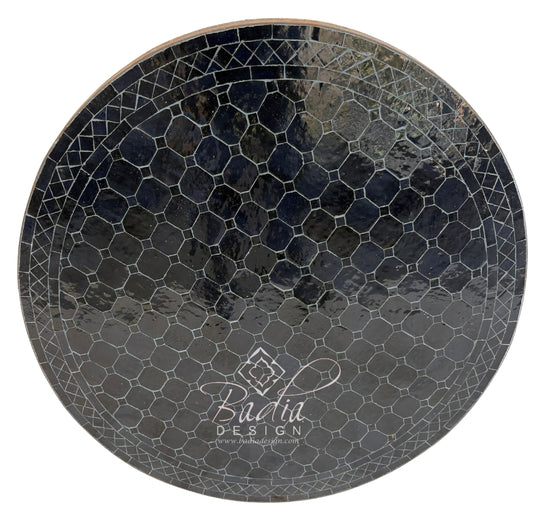 36 Inch Solid Black Round Tile Table Top