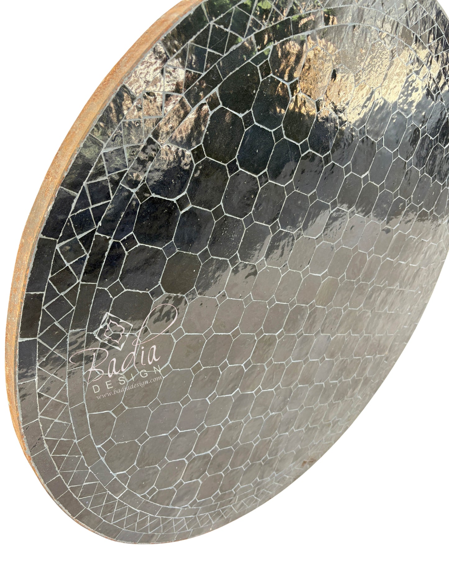 36 Inch Solid Black Round Tile Table Top