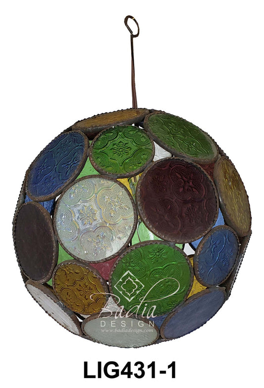 Round Hanging Multi-Color Glass Lanterns