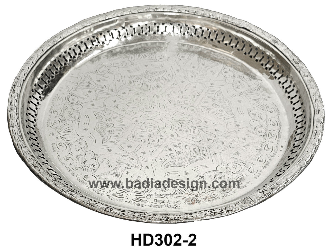 Brass Round Engraved Silver Trays