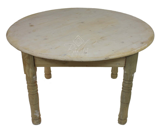 Round Unstained Wooden Coffee Table - CW-ST053