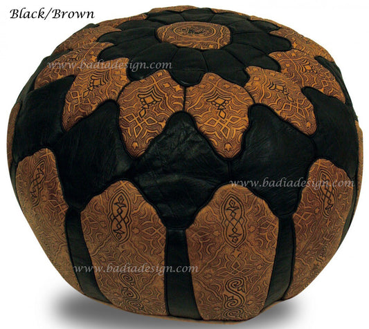 Round Leather Ottoman