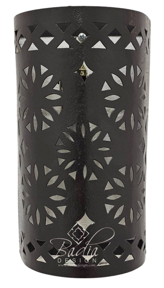 Rustic Iron Wall Sconce with Geometric Cutouts