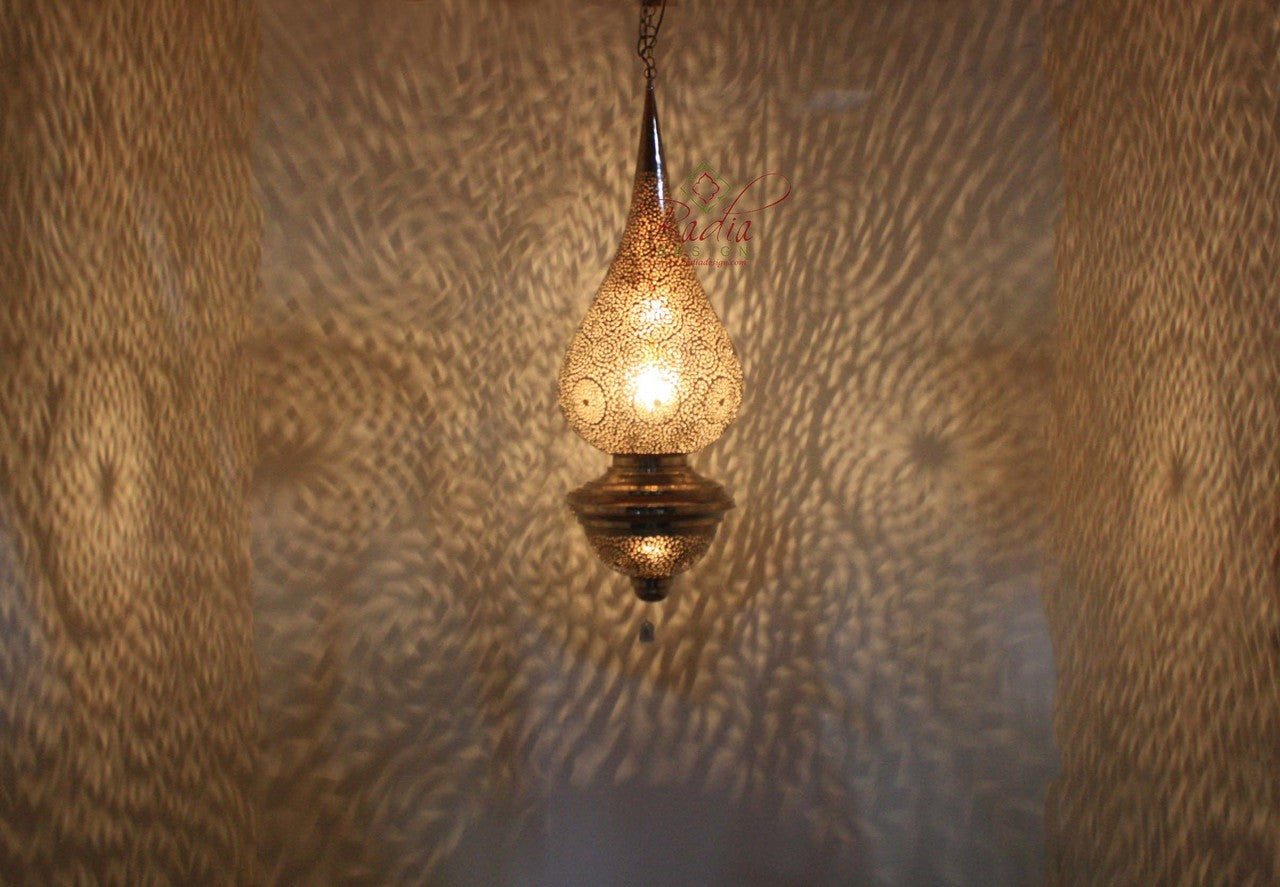 Silver Hand Punched Moroccan Chandelier