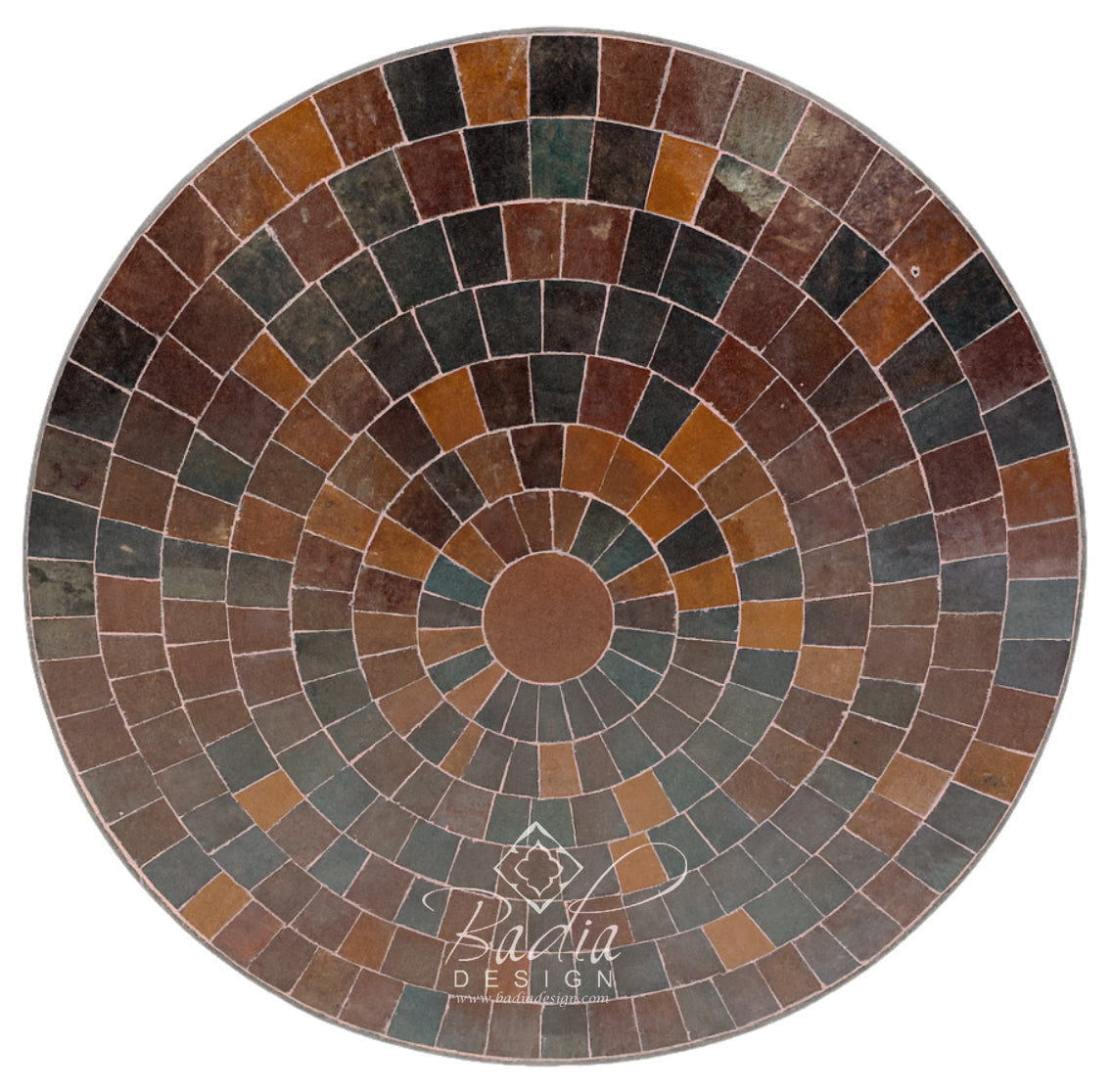 24 Inch Round Brown Multi-Shade Tile Table Top