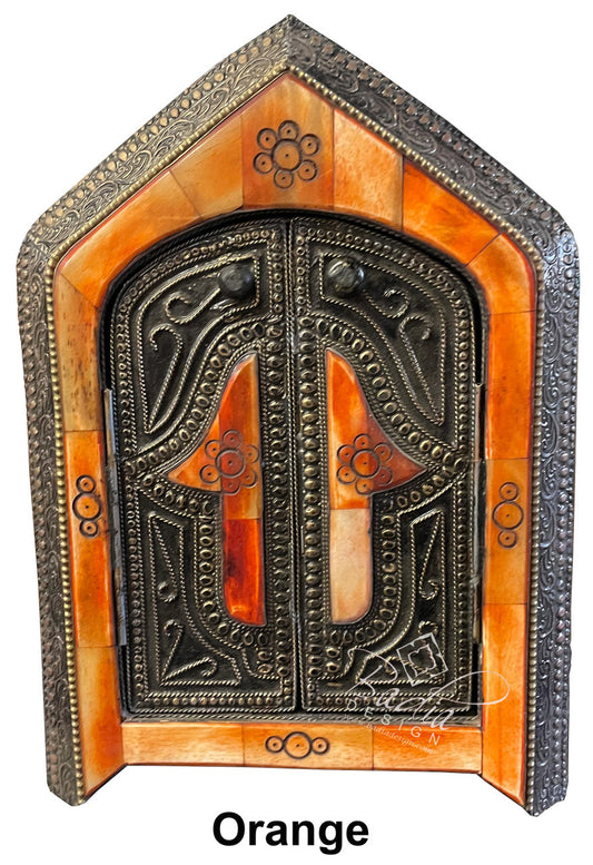 Decorative Orange White Bone Inlay Mirror