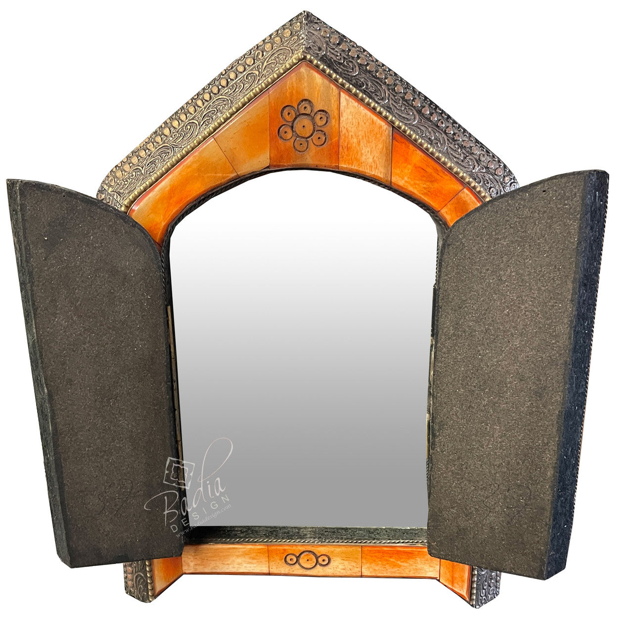 Decorative Orange White Bone Inlay Mirror