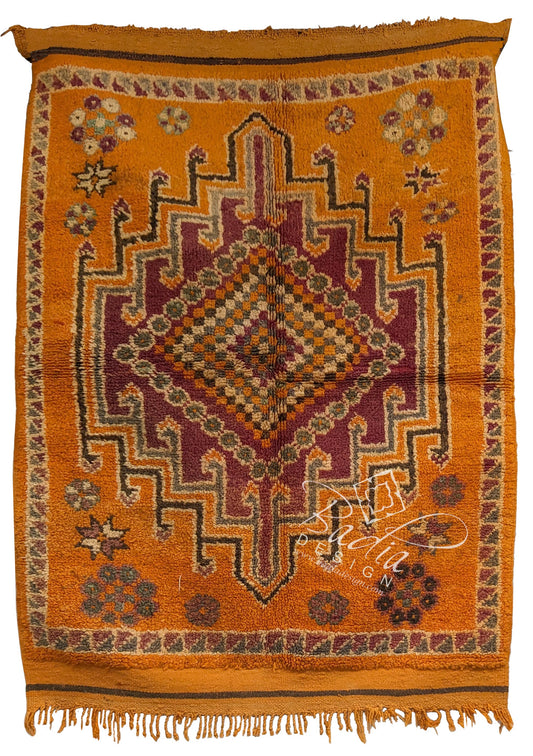 Small Orange Multi-Color Handwoven Moroccan Rug