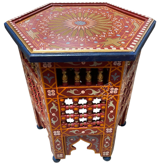 Small Red Hand Painted Side Table