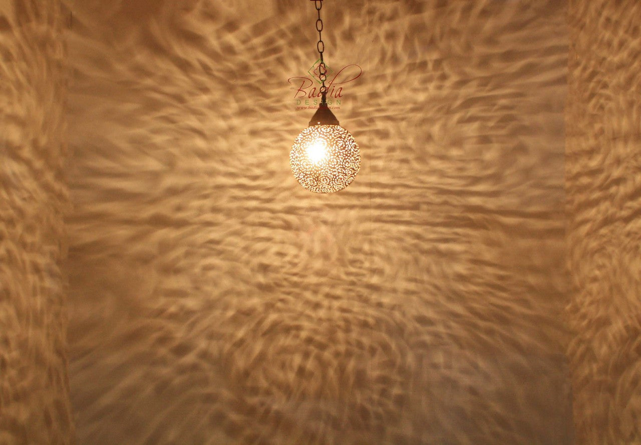 Round Brass Hanging Pendant Light