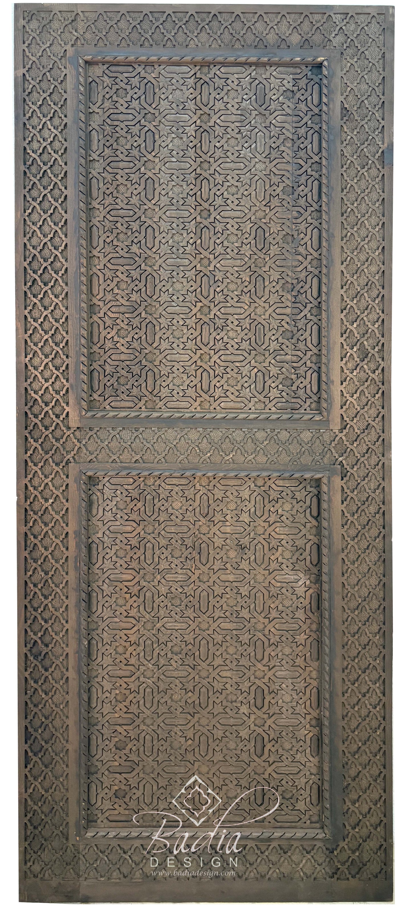Stained Hand Carved Wooden Door - Authentic Artisan Design
