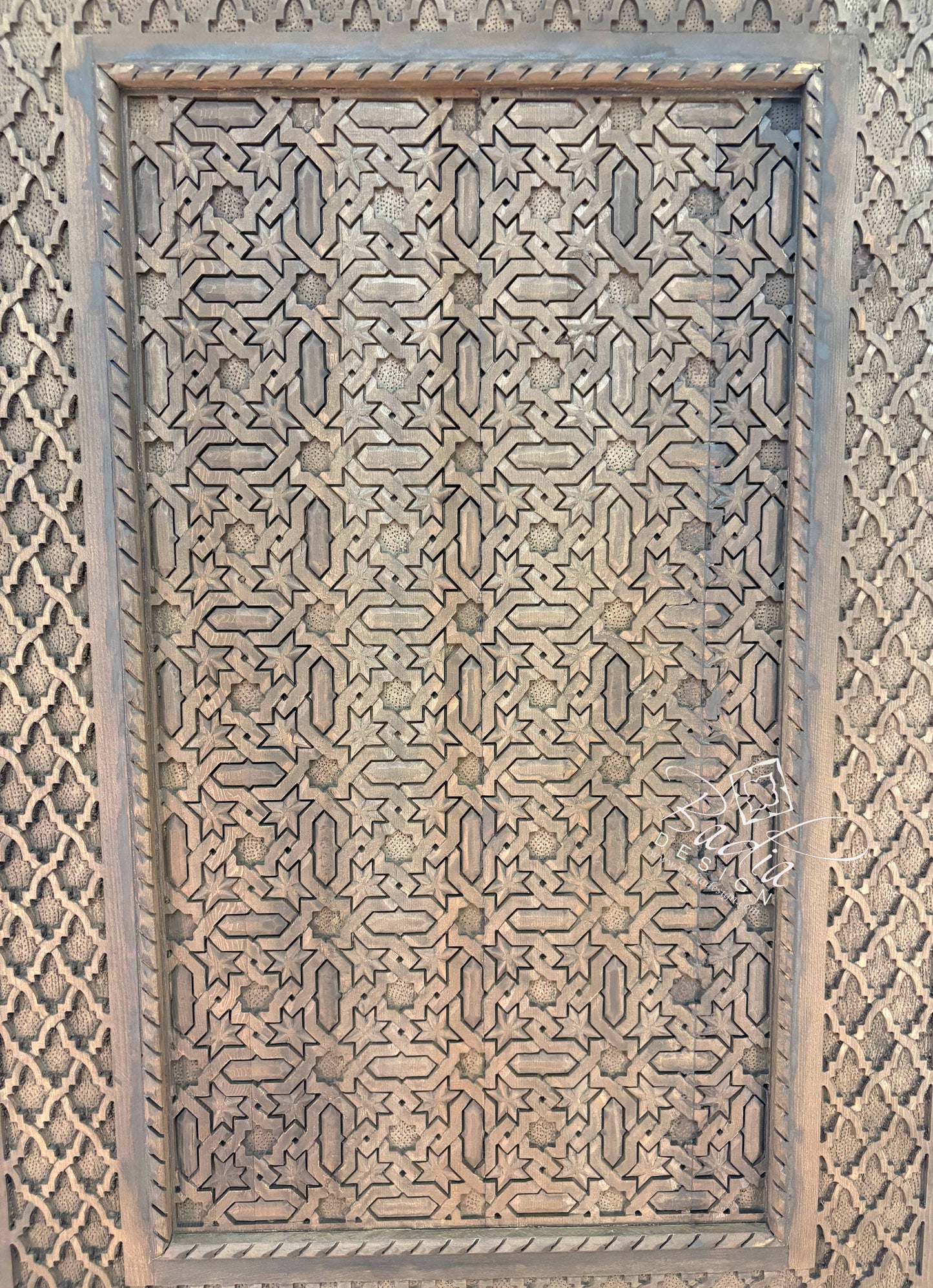 Stained Hand Carved Wooden Door - Authentic Artisan Design