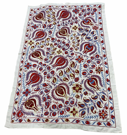 56" W x 83" H - Tribal Textile Suzani Quilt - SUZQLT019