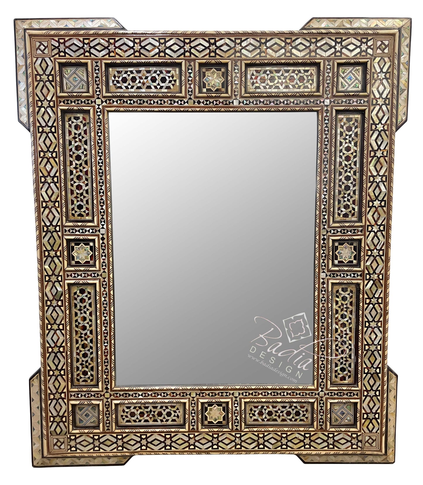 Intricate Rectangle Mother of Pearl Inlay Mirror