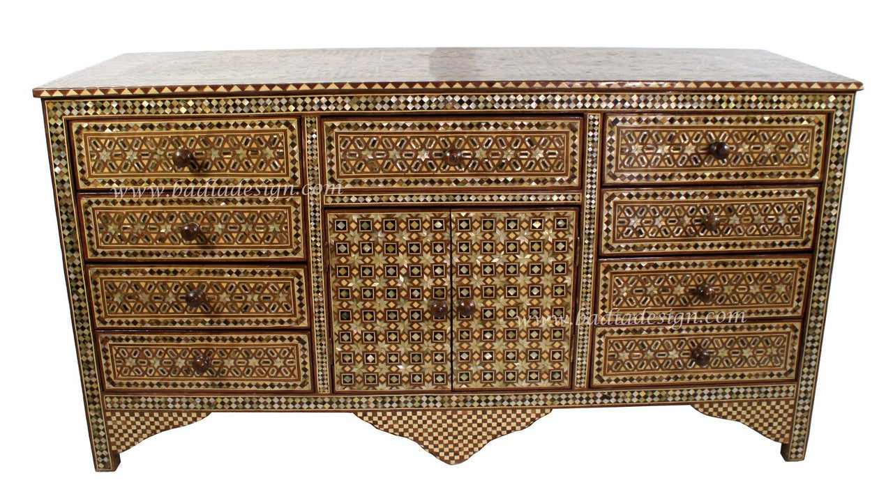 Vintage Ornate Handmade Syrian Inlay Cabinet