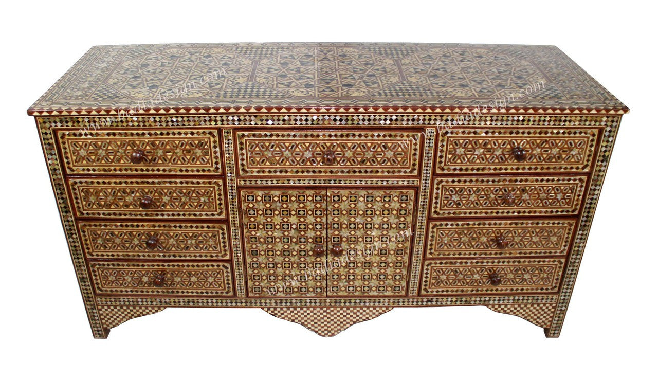 Vintage Ornate Handmade Syrian Inlay Cabinet