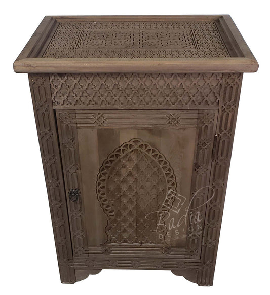Moroccan Hand Carved Wooden Cabinet