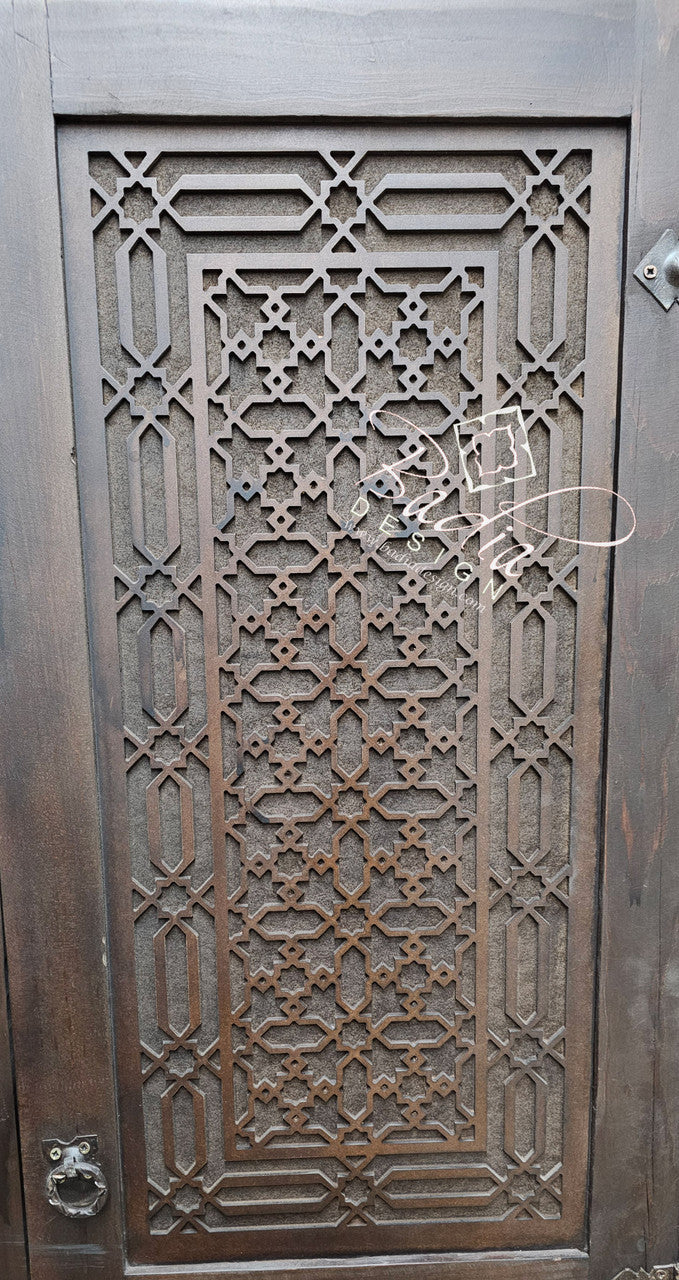 Dark Stained Hand Carved Moroccan Wooden Cabinet