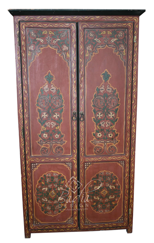 Tall Hand Painted Wooden Cabinet