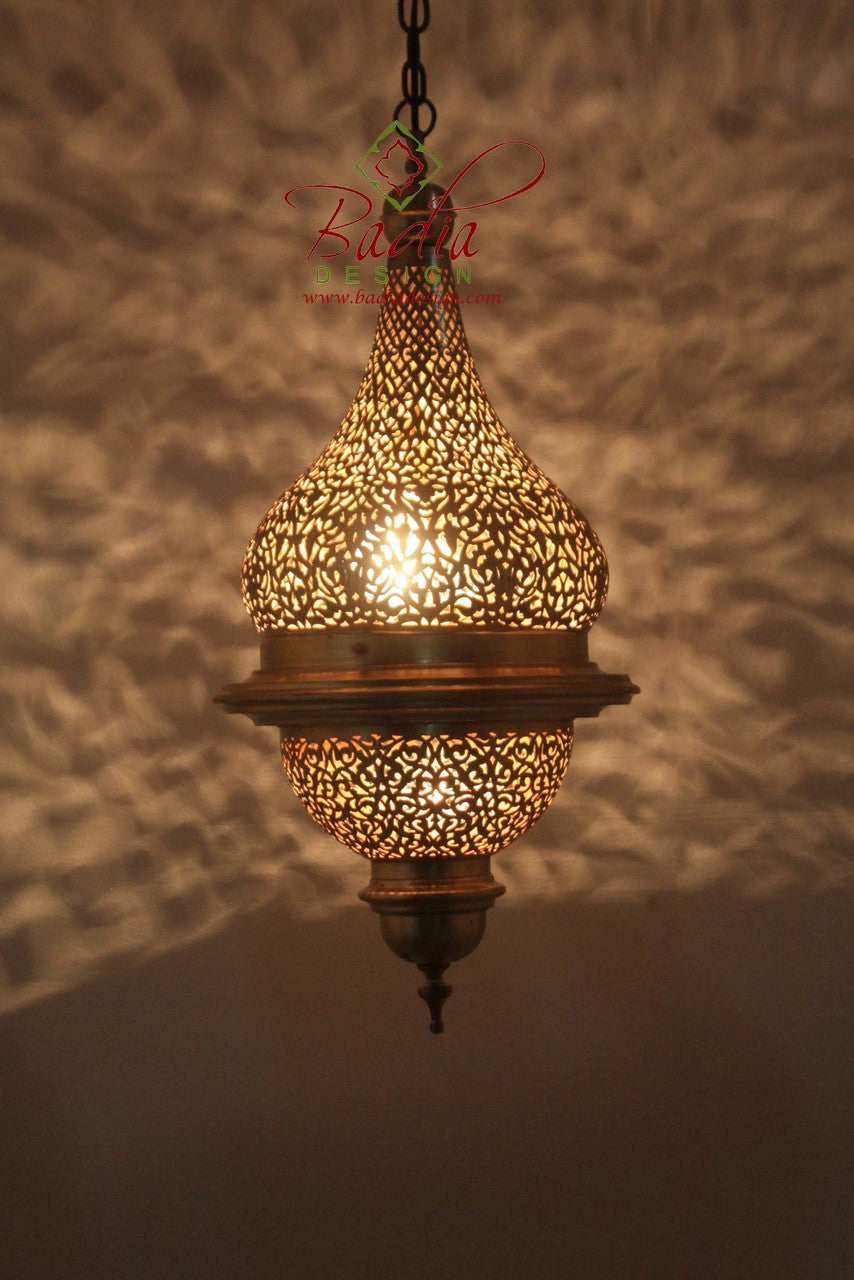 Tall Hand Punched Brass Chandelier