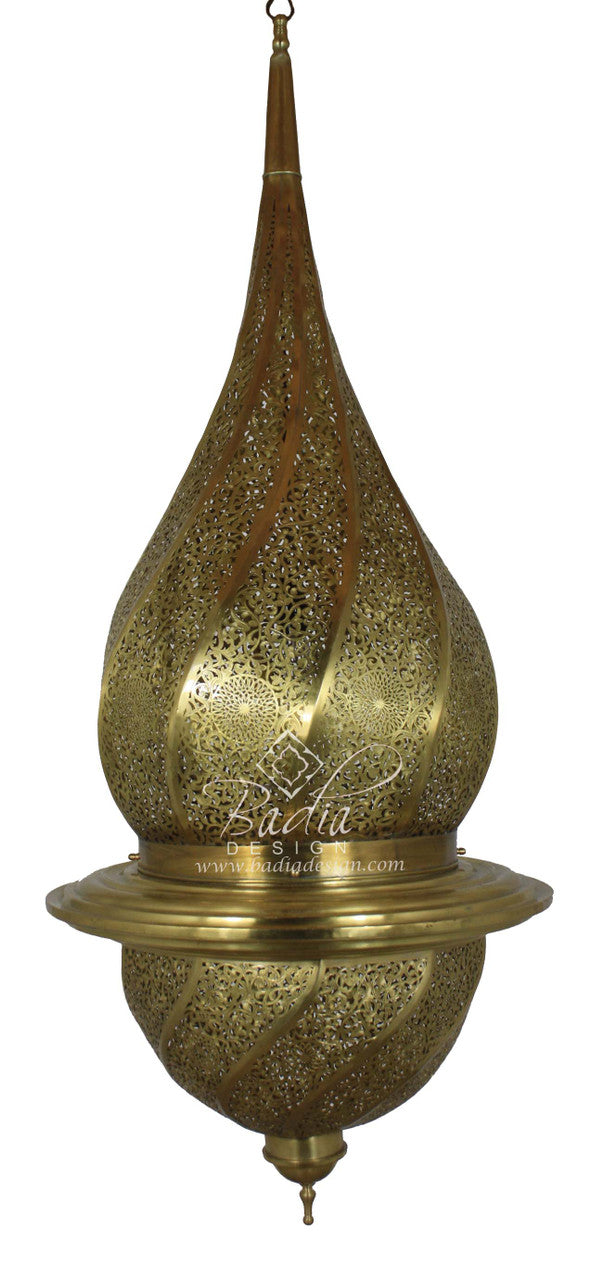 Tall Hand Punched Brass Chandelier