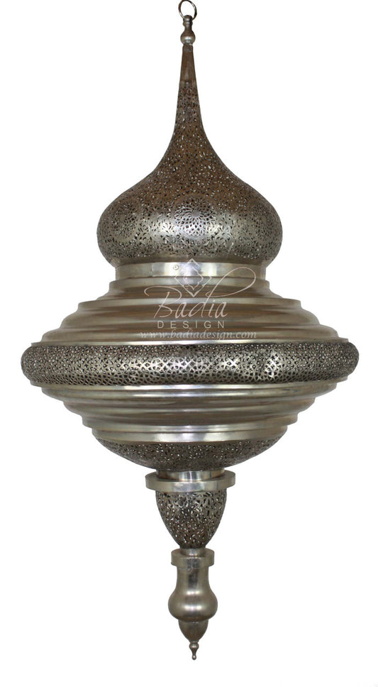 Tall Hand Punched Silver Chandelier