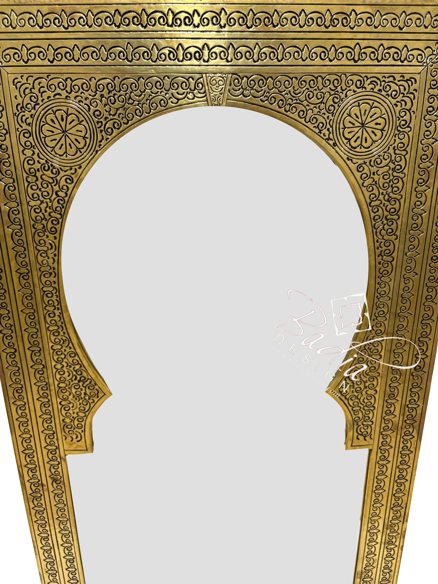 Tall Rectangular Shaped Brass Engraved Mirror