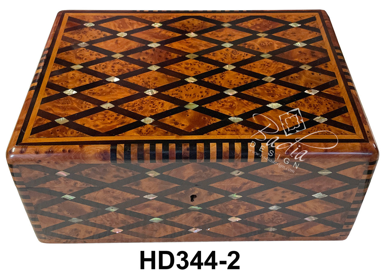Thuya Wood Jewelry Box with Mother of Pearl Inlay