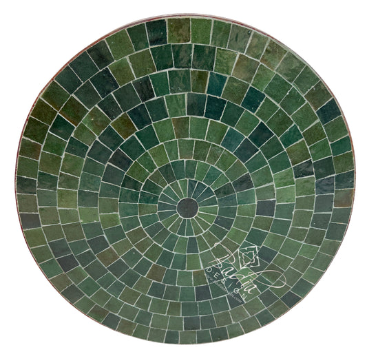 24 Inch Round Emerald Green Tile Table Top