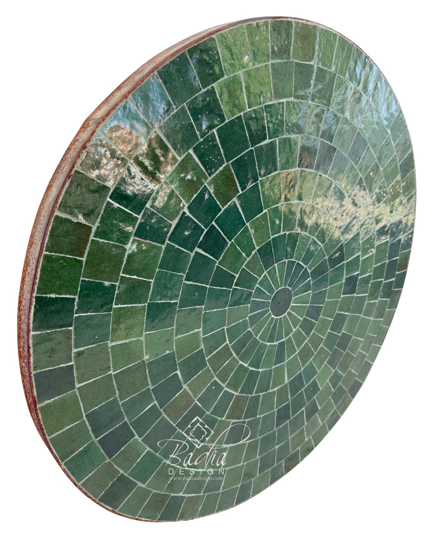 24 Inch Round Emerald Green Tile Table Top