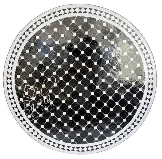 36 Inch Black and White Tile Table Top