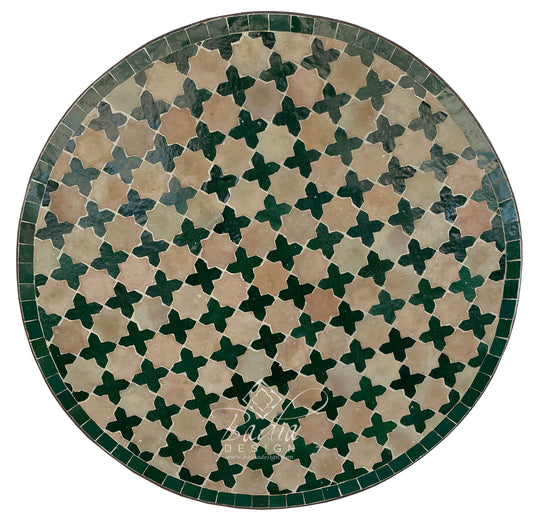 Green and Beige Round Tile Table Top