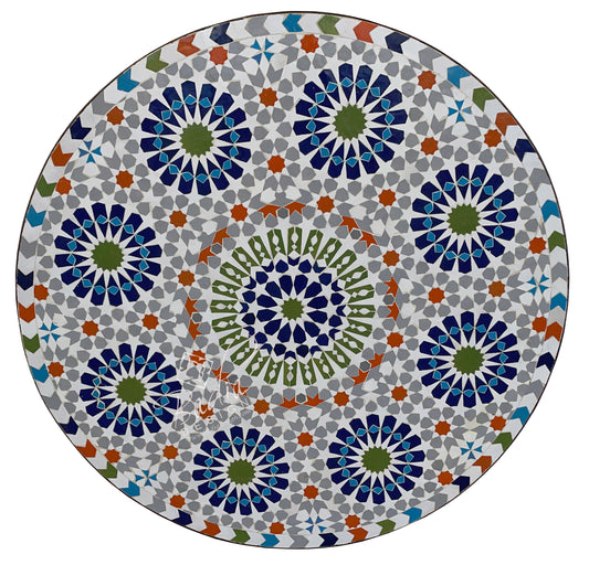Moroccan Intricately Designed Round Tile Table Top