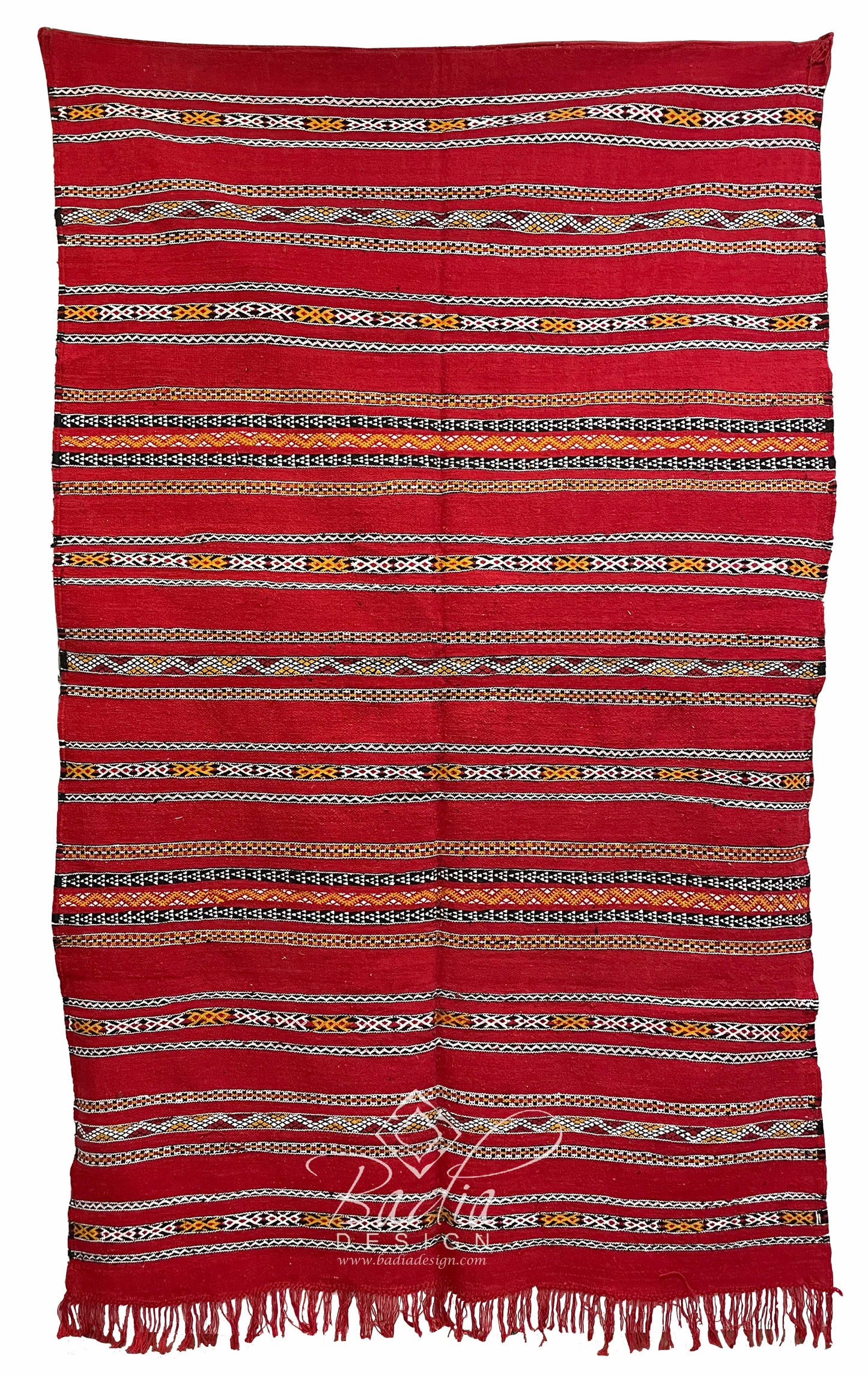 Red Multi-Color Handmade Moroccan Kilim Rug