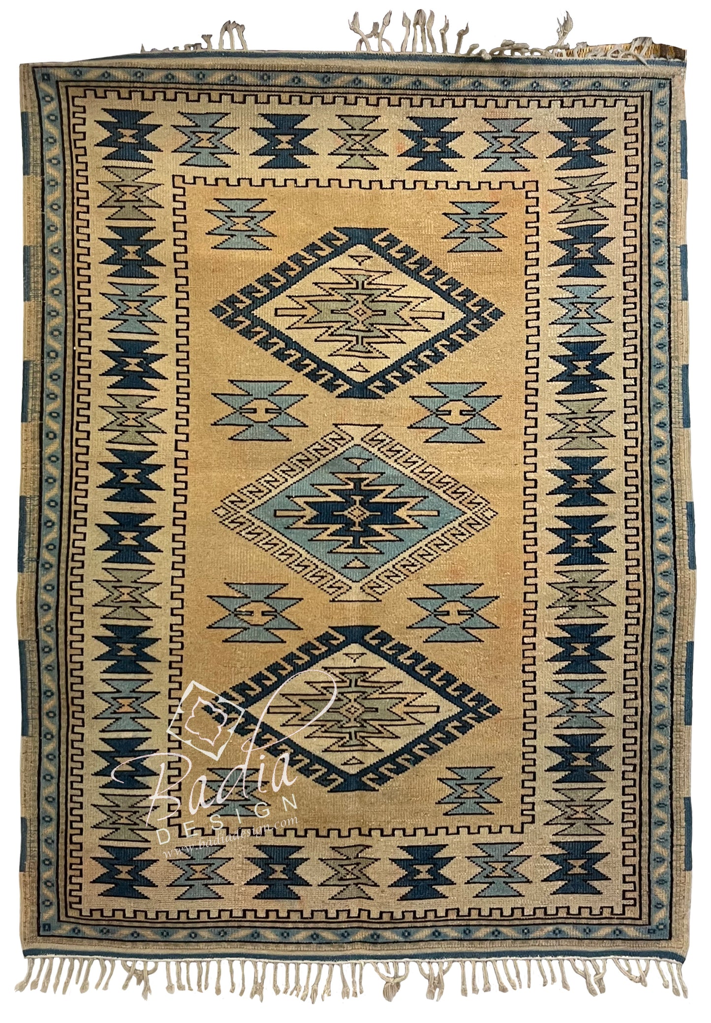 Multi-Color Turkish Rug with Geometric Designs