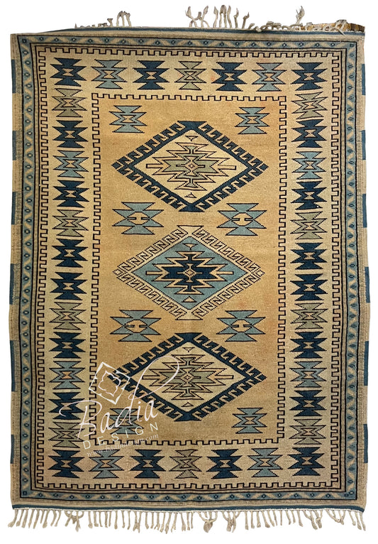 Multi-Color Turkish Rug with Geometric Designs
