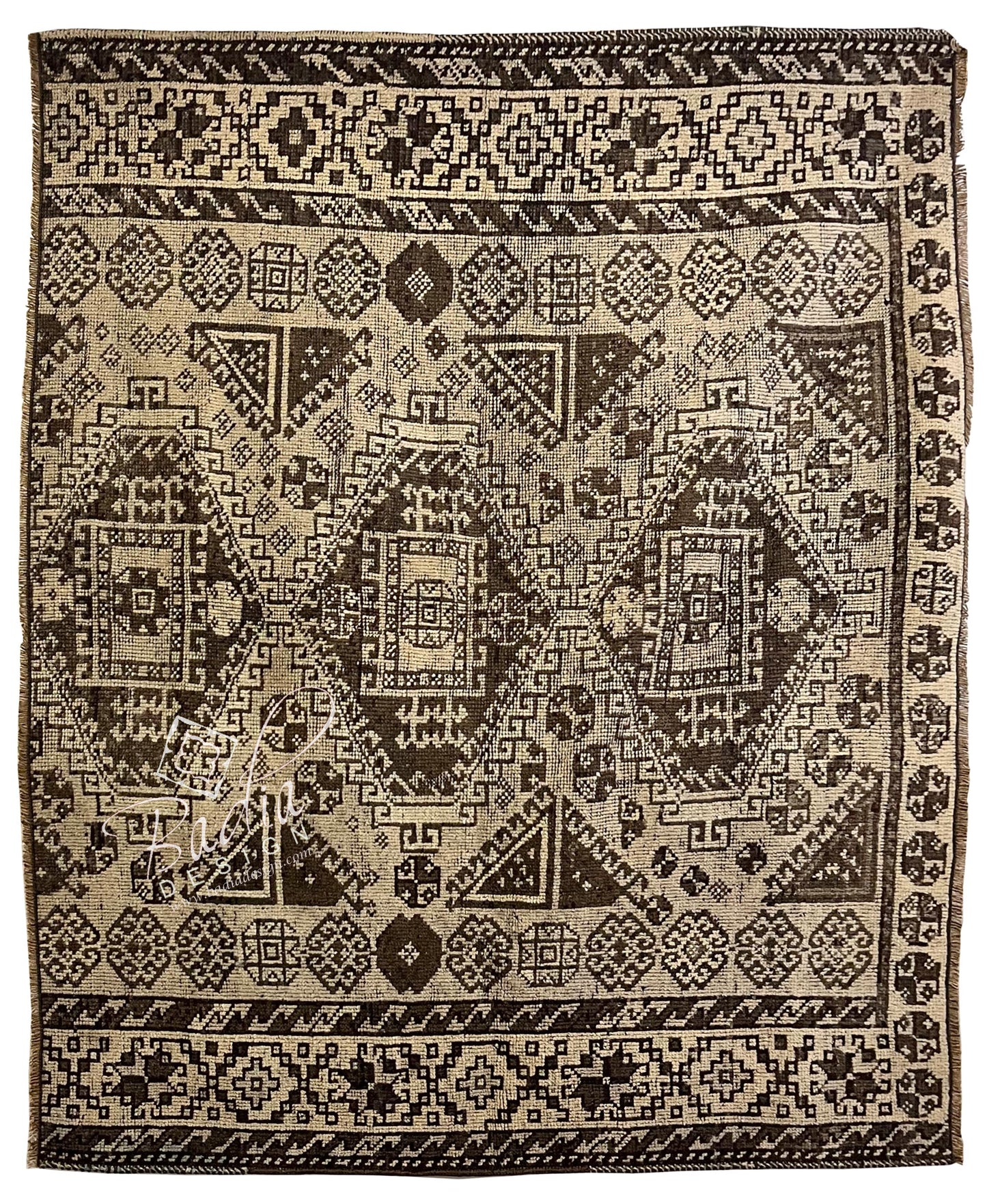 Beautiful Brown and Beige Turkish Rug