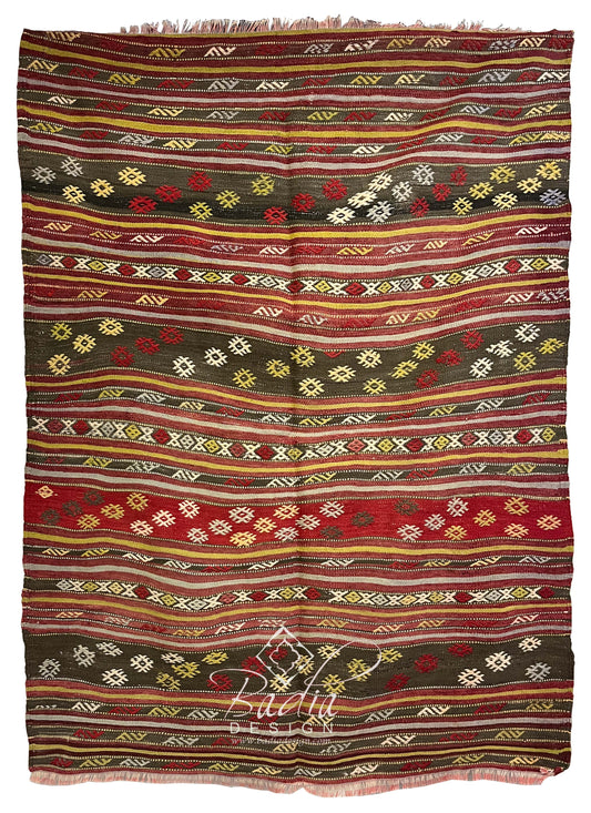 Traditional Turkish Area Rug with Geometric Designs