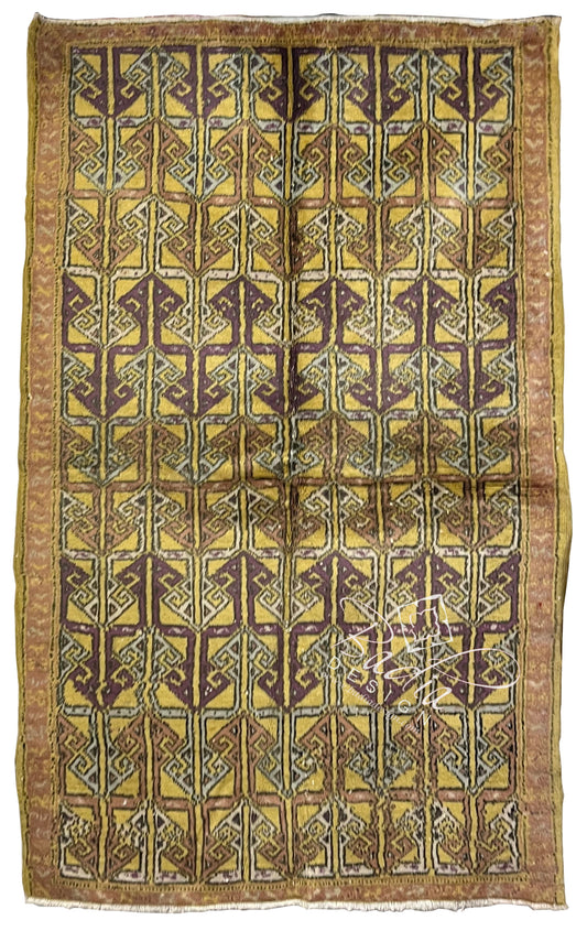 Multi-Color Turkish Rug with Geometric Designs