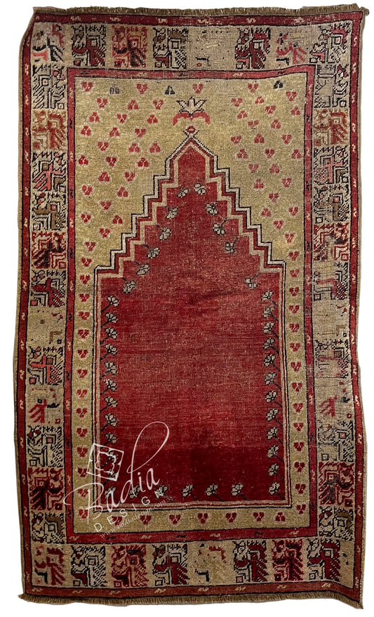 Red Multi-Color Vintage Turkish Rug