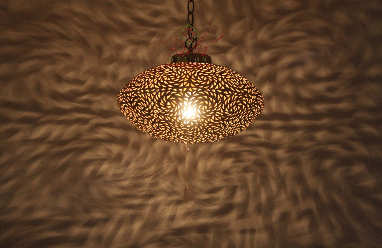 Saucer Shaped Silver Ceiling Lantern