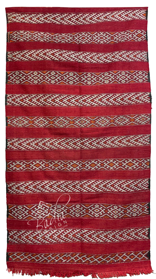 Red Multi-Color Kilim Rug with Tribal Designs