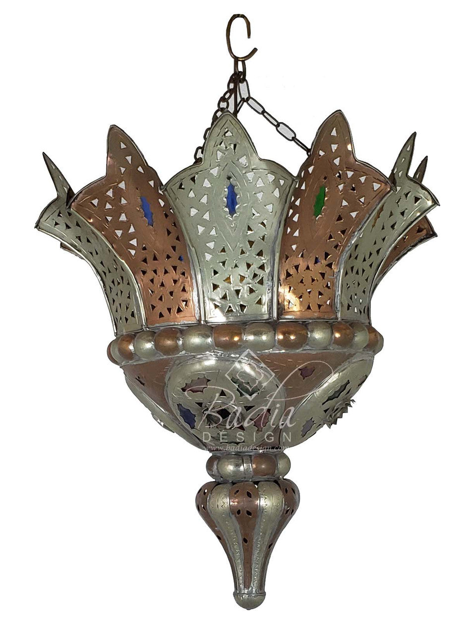 Brass and Silver Lamp with Glass Eyelets