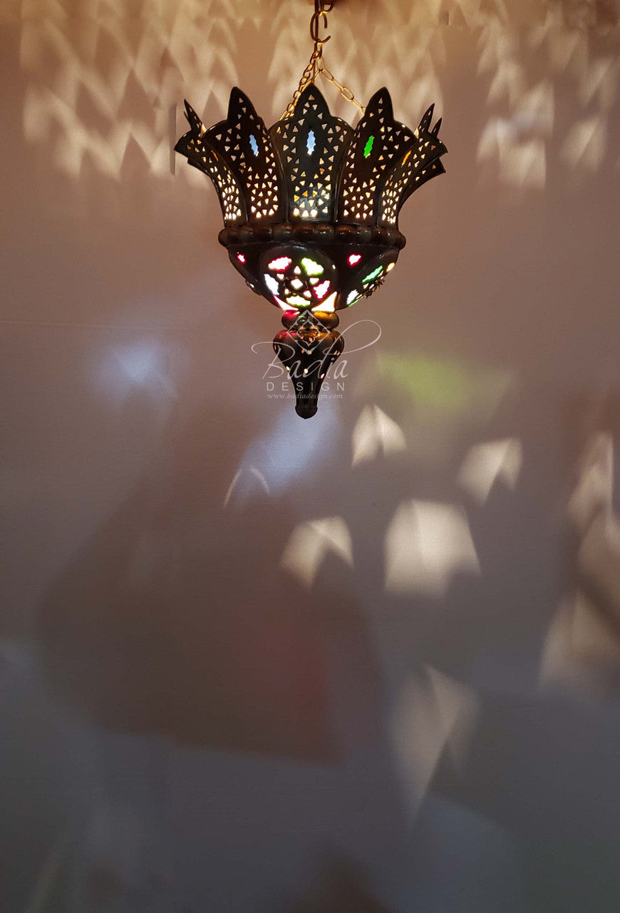 Brass and Silver Lamp with Glass Eyelets