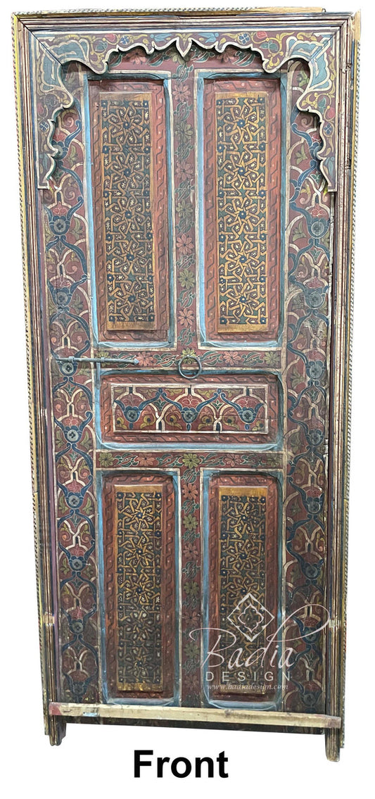 Vintage Multi-Color Hand Painted Wooden Door