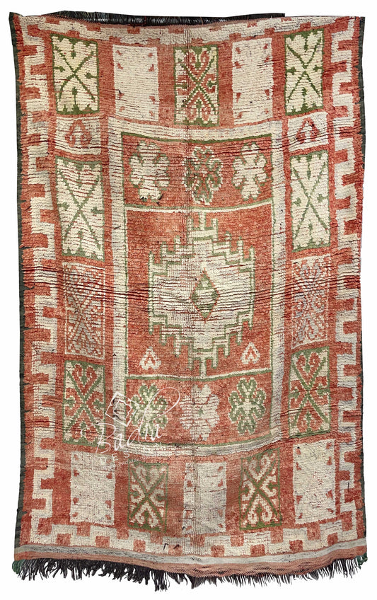Vintage Red Multi-Color Moroccan Tribal Rug