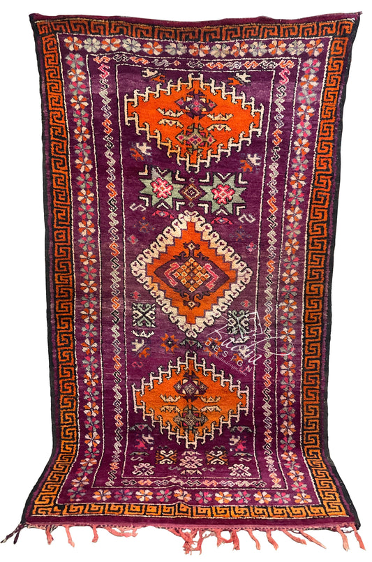 Vivid Color Moroccan Berber Rug with Tribal Designs